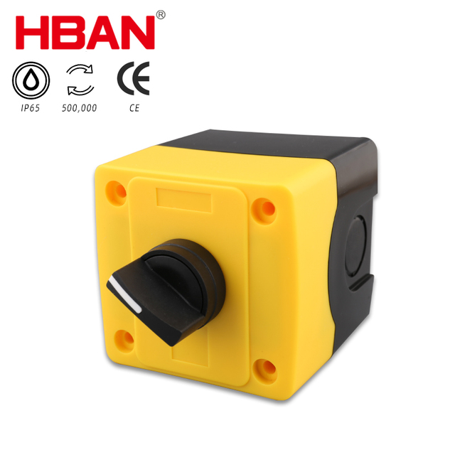 HBAN Supplier Push Button Box Lock Rotary Switch Latching 2 Position Xb2 Series Rotation Reset Switch 22mm Box