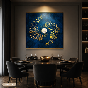 Arte Mural de Paisaje Art Deco Hecho a Mano en Vietnam con Hoja de Oro, Pintura Premium en Lámina Metálica, OEM ODM, Lujo para Cumpleaños y Hogar - Product Image 2