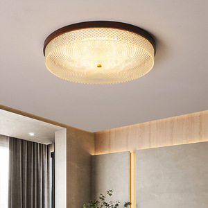 Chinese Style Round <b>Ceiling</b> <b>Light</b> Led Walnut Color Living Room Bedroom Lighting - Product Image 2