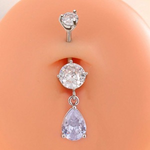 Anelli per Piercing all'Ombelico in Titanio F136 con Zirconi, Forma a Goccia, Anelli Pendenti per Ombelico, Gioielli per Piercing all'Orecchio e al Corpo all'Ingrosso - Product Image 6