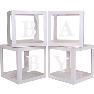Scatola <span class=keywords><strong>per</strong></span> Palloncini Bianca con Lettere <span class=keywords><strong>per</strong></span> Rivelazione del Sesso del Bambino, Primo <span class=keywords><strong>Compleanno</strong></span>, Blocchi <span class=keywords><strong>di</strong></span> Cartone Trasparenti <span class=keywords><strong>per</strong></span> Feste a Tema - Product Image 1