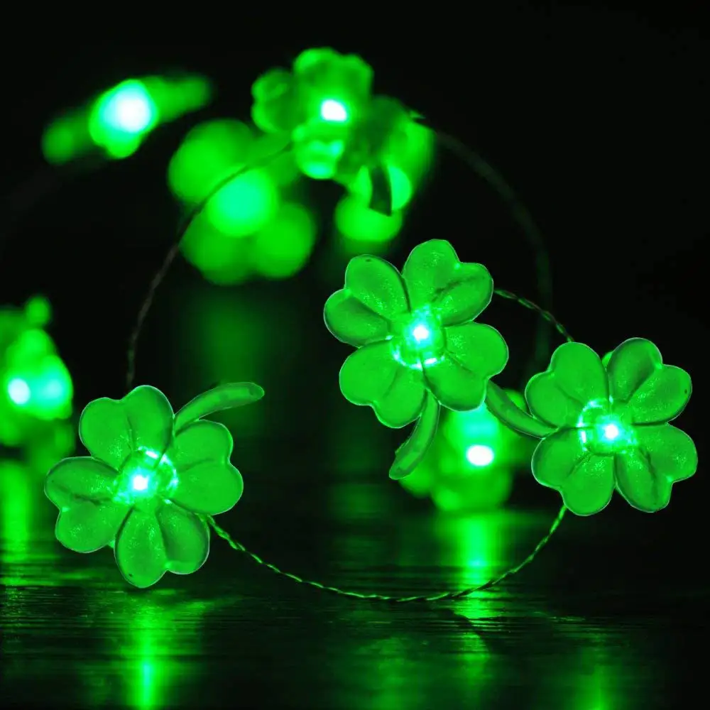 Décorations de fête de Festival de jour de trèfles porte-bonheur de Saint Patrick Patrick irlandais lumière LED trèfle vert pour les jouets à la maison
