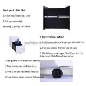 Armoires de rangement en acier à 3 tiroirs de 300 mm de largeur, vente chaude, meuble mobile vertical en métal - Product Image 3