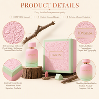Boîte cadeau de luxe gaufrée motif floral filigrané avec feuille d'or, boîte à parfum deux pièces vert menthe rose personnalisée pour cosmétiques