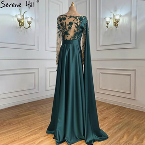 Serene Hill LA70985 Abiti da Sera in Raso Grigio a Maniche Lunghe Linea A, LA70505 Abiti da Cerimonia Verdi per Donne Taglia Piccola - Product Image 4