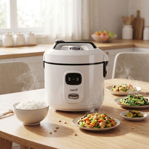 Olla Arrocera Mecánica de 6L con Recubrimiento Antiadherente Blanco y Negro de 700W - Product Image 1