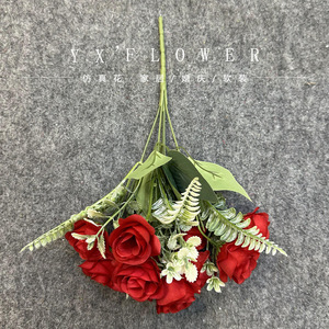 Mini bouquet de roses artificielles en soie, 10 têtes, accessoires de décoration pour mariage et maison - Product Image 2
