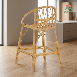 Silla Infantil de Ratán Nhat Minh, Respaldo de Espiga, Estilo Tropical, Taburete de Bar para el Hogar, Duradero y Ecológico - Product Image 4