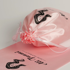 Sac à cheveux en satin doux personnalisé avec cordon de serrage pour le rangement des cheveux, des bijoux, des cosmétiques et des <span class=keywords><strong>sous</strong></span>-vêtements à la maison avec impression de logo, cadeau <span class=keywords><strong>bonnet</strong></span> - Product Image 4