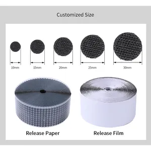 Customized Self Adhesive Dots For Classroom Nylon Sticky Hook Loop Strips Back Self Adhesive Double Side Round Dot Velcroes