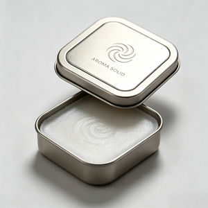 OEM ODM Custom Drawing Solid Perfume Balm Metal Box Unique Shaped Hinged <b>Aluminum</b> <b>Container</b> Solid Fragrance Wax Packaging Case - Product Image 4