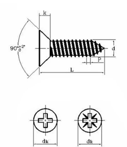 LeGood self tapping phillips <b>flat</b> head <b>screw</b> zinc plated carbon steel #8 thread 5/8inch - Product Image 2