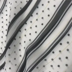 Beautiful color 100% polyest woven printed stripe chiffon lurex fabric for dress from china