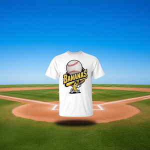 T-shirt de baseball Bananas blanc à col rond unisexe, chemise promotionnelle - Product Image 3