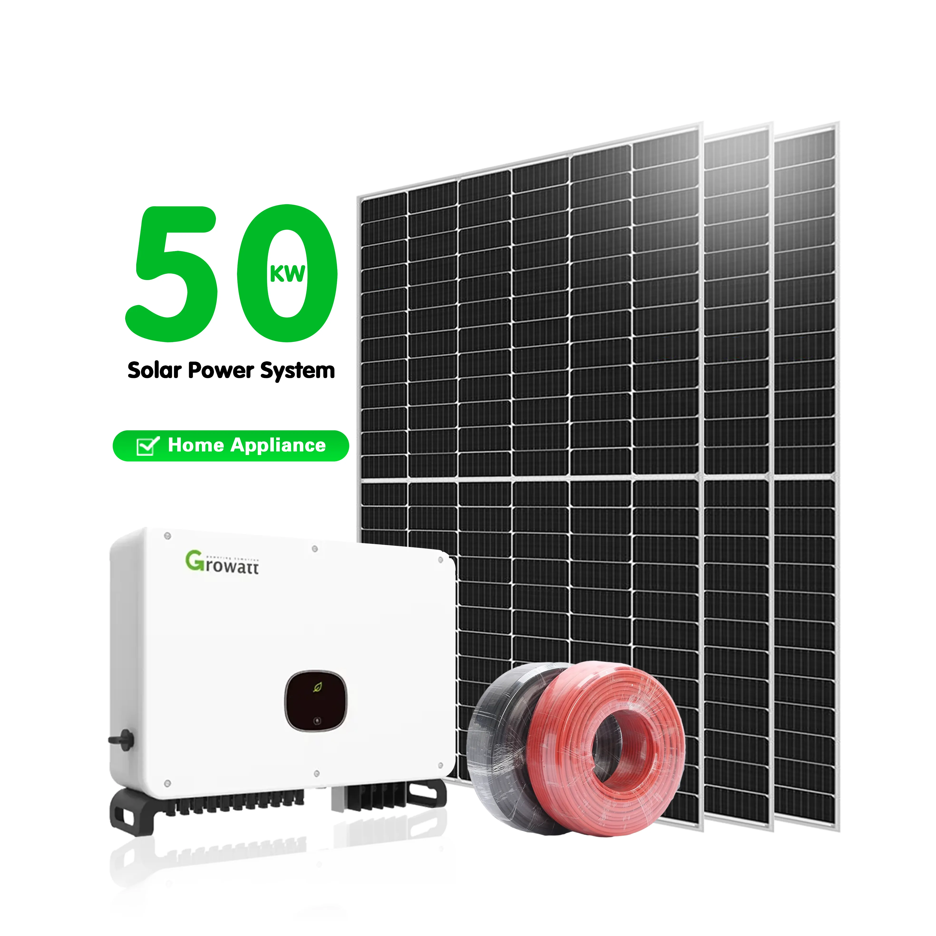 complete on grid solar power system 50kw solar panel kits set for home photovoltaic system