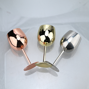 Verre à vin rouge de luxe en acier inoxydable incassable plaqué or cuivre coloré personnalisé de 12 oz pour mariage et fête - Product Image 2