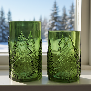<span class=keywords><strong>Vase</strong></span> en verre <span class=keywords><strong>vert</strong></span> gaufré motif pin, <span class=keywords><strong>vase</strong></span> cylindrique à thème forêt de Noël pour la décoration de la maison et des fêtes - Product Image 5