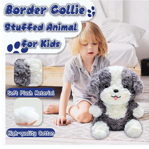 Jouet en peluche de chien Border Collie gris à poils longs 8048 avec yeux en plastique, peluche de chiot pour enfants, cadeau, peluche de collie - Product Image 3