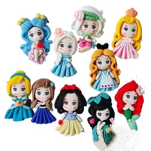 Resin Cartoon Princess Gril Flat Back Cabochon For Kids Hair Clothes Accessories New Arrival DIY Resin Girl Ornaments