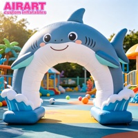 Décoration de fête sur le thème marin, arche gonflable en forme de requin, arche gonflable de requin de dessin animé