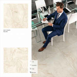 Carreaux de porcelaine émaillée polie Seina Crema 800x800mm PGVT, surface marbre crème, revêtement de sol - Product Image 2