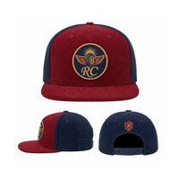 Gorras Personalizadas con Logotipo Bordado, MOQ Bajo, Diseño de 5 Paneles, Dos Tonos, Corduroy, Sin Estructura, Cierre a Presión