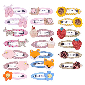 Niños dulce Animal flor niña ovalada gota de agua borde hecho a mano tela hilo correas pinzas para el cabello 5-6cm regalo - Product Image 1