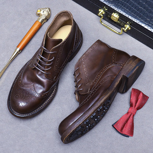 Nouvelles bottes haut de gamme pour hommes - bottes Martin en cuir véritable, style britannique, polyvalentes pour toutes les occasions, chaussures montantes pour hommes - Product Image 5