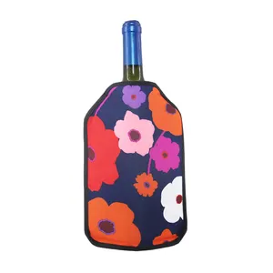 Customized Printed Fabric Thermal Insulated Gel Ice Pack Wine Bottle Cooling Cooler Chilling Sleeve