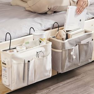 Cotton Linen Hanging Bag Iron Hooks Bedside Hanging Bag Student Dormitory Wall Mounted Storage Basket Daily Necessities Storage - Product Image 1