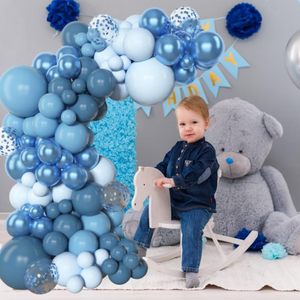 Ensemble d'arche de <span class=keywords><strong>ballon</strong></span> en Latex <span class=keywords><strong>bleu</strong></span> Confettis en métal Décorations sur le thème de l'océan pour l'anniversaire des garçons Baby Shower pour la Saint-Valentin - Product Image 6