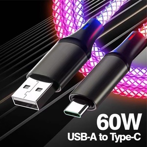Venta al por mayor RGB Colorido Gradual Light up <span class=keywords><strong>USB</strong></span> a Cable de iluminación Tipo <span class=keywords><strong>C</strong></span> y Micro <span class=keywords><strong>USB</strong></span> 3IN1 Cable de datos de carga rápida - Product Image 5