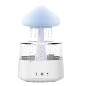 Humidificador personalizable Donut Cloud Mushroom Control remoto 5W Rain Fall Lámpara de gota de lluvia Hoteles Capacidad de 450Ml Diseño especial