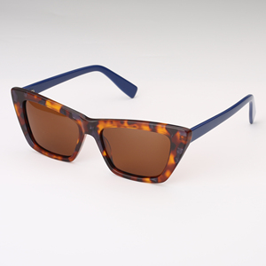 Gafas de sol de acetato estilo ojo de gato para mujer, montura completa de tortuga, patillas azules, protección UV400, estilo adulto, en stock - Product Image 2