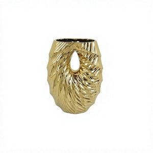 Decorative Metal <b>Vases</b> For Home Tabletop Display Modern Interior Decoration Ideas <b>Gold</b> Color Flower <b>Vase</b> & Pot Latest Design - Product Image 1