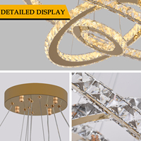 Plafonnier LED design cristal 120W certifié SAA, suspension en acier inoxydable pour salon, 3 températures de couleur, pour l'Australie
