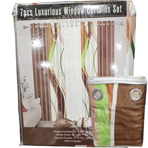 Conjunto de <span class=keywords><strong>cortinas</strong></span> de <span class=keywords><strong>ventana</strong></span> de seda sintética de 7 piezas al por mayor con funda de cojín, <span class=keywords><strong>cortinas</strong></span> opacas de lujo personalizables para sala de estar y <span class=keywords><strong>dormitorio</strong></span> - Product Image 3