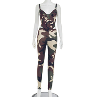 GHY6323 Ensemble deux pièces pour femme avec camouflage imprimé et sangle arrière