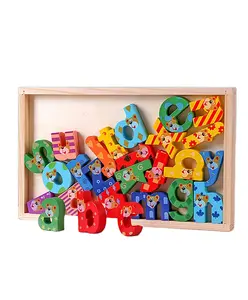 Lettere in legno alfabeti numeri ortografia apprendimento scatola giocattolo educativo in legno per bambini