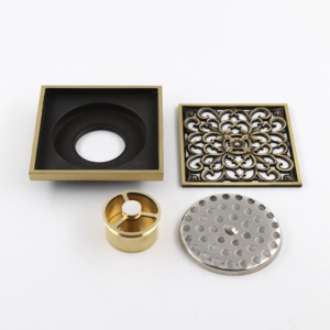 Bronzo antico 4 Pollici Anti Intasamento Piazza Bagno <span class=keywords><strong>Doccia</strong></span> In Ottone <span class=keywords><strong>Scarico</strong></span> A Pavimento con Coperchio Rimovibile - Product Image 4