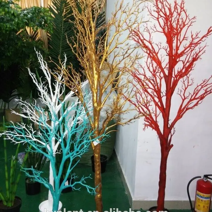 Pohon Manzanita Cabang Buatan, Pohon Bonsai Plastik Murah, Tanaman Kering Merak Putih, Cabang Pohon Karang Tanpa Daun