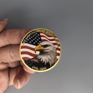 Groothandel VS 250-jarig jubileum uitdagingsmunten 3D verguld met goud, ondertekening van de verklaring & herdenkingsmunten met de witte adelaar - Product Image 2