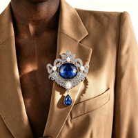 Broche de luxe en cristal ajouré avec pendentif goutte de perle et strass, pour robe, manteau, soirée, décoration féminine