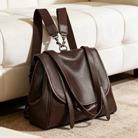 Sac à dos rétro en cuir pleine fleur grande capacité, souple et tendance, style universitaire, sac de voyage à bandoulière, sac à double sangle pour l'épaule