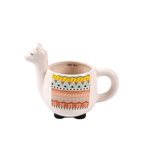 3D Animal taza de café Linda Alpaca dibujos animados Taza de cerámica personalización tazas de viaje estilo americano pintura a mano Llama <span class=keywords><strong>Alcapa</strong></span> cerámica - Product Image 4