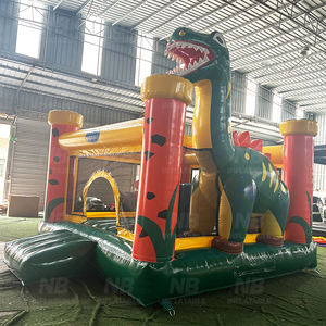 Château gonflable dinosaure de qualité commerciale avec toboggan, en PVC, pour location de fêtes d'enfants, avec souffleur - Product Image 6