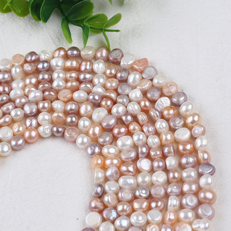 Natural Baroque White Freshwater Pearl Loose Beads - 8-9mm, 14 Strands, Center-Drilled