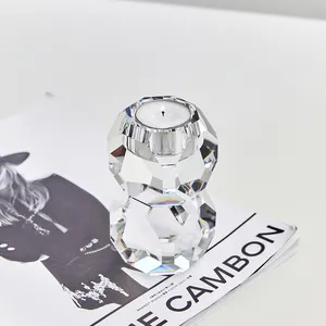 Wholesale Low Price Decorative Solid Crystal Crafts Romantic K9 Clear Candle Holder Crystal Glass Candlesticks