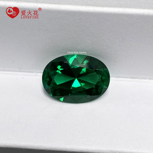พลอยสังเคราะห์สีเขียวมรกตทรงรี เกรด 3A แบบนาโนคริสตัล - Product Image 1