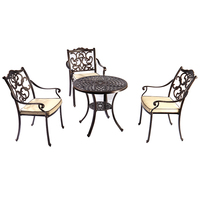 eubles de jardin d'extérieur de luxe en fonte d'aluminium, table et salle à manger, ensemble de 6 chaises avec trou pour parasol
